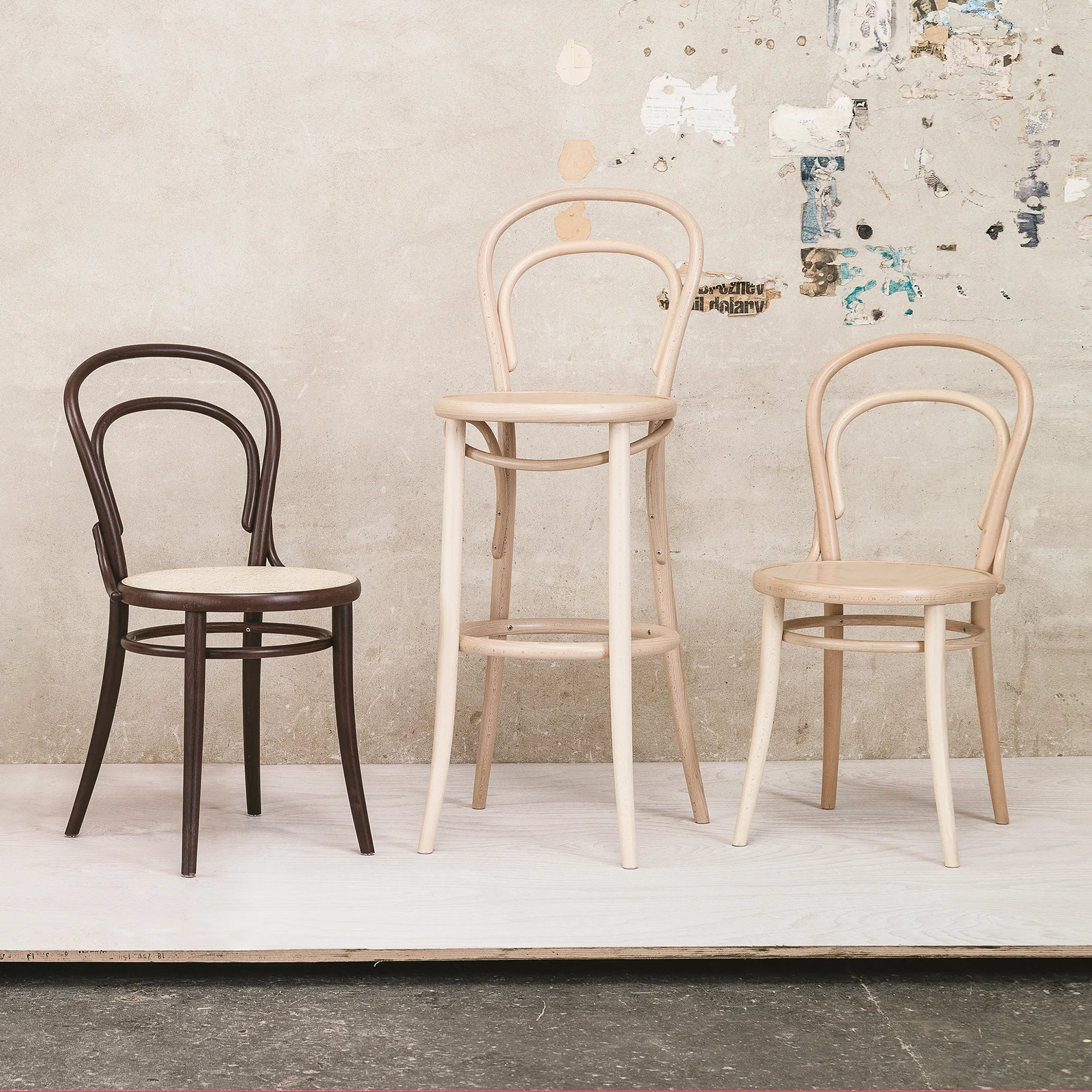 Ton no.14 stol, Coffee BH4-New Rattansæde TON