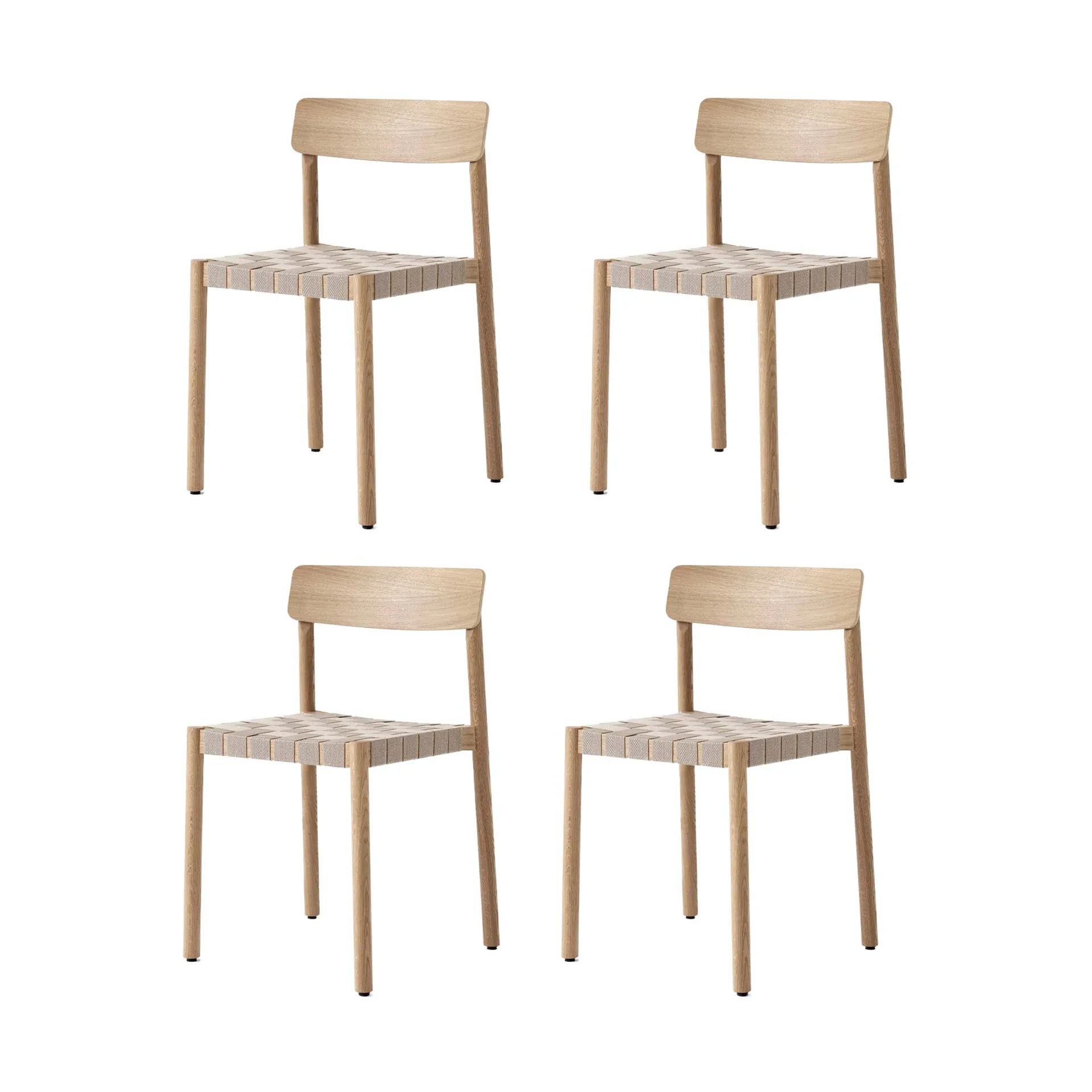Betty TK1 stol, Eg-natur flettet linsestofssæde, 4 stk. &Tradition
