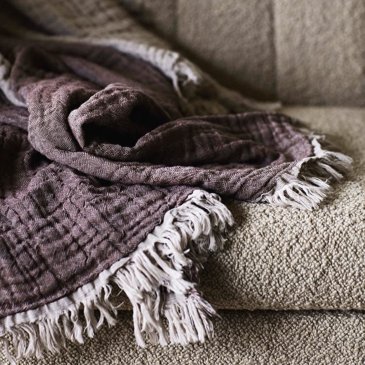 Collect bomuldsplaid SC32 140x210 cm, Cloud & Burgundy (beige/rød) &Tradition