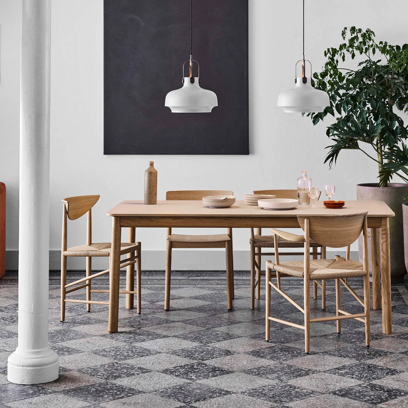 Drawn stol HM3, Hvidolieret eg &Tradition