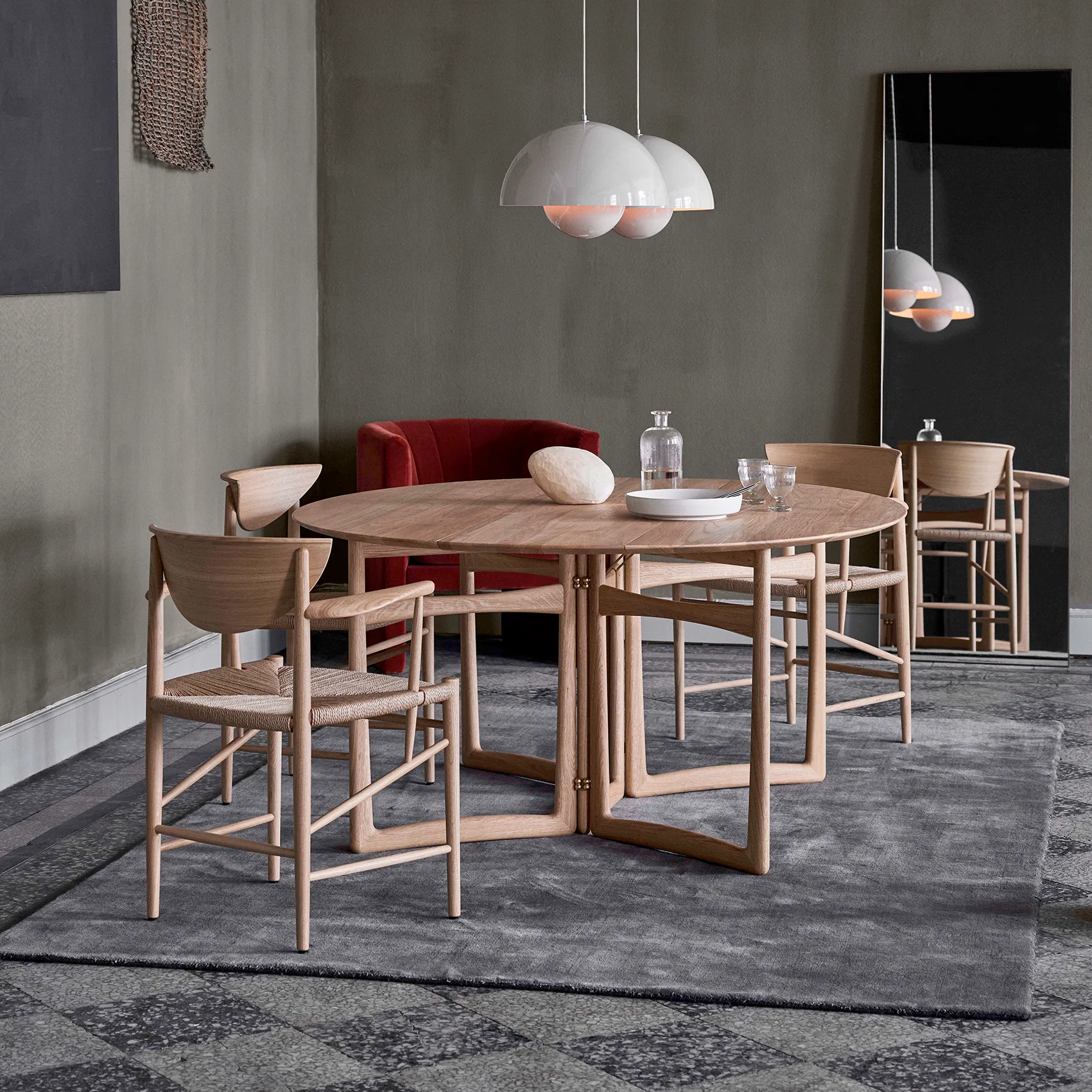 Drop Leaf spisebord HM6, Hvidolieret eg &Tradition