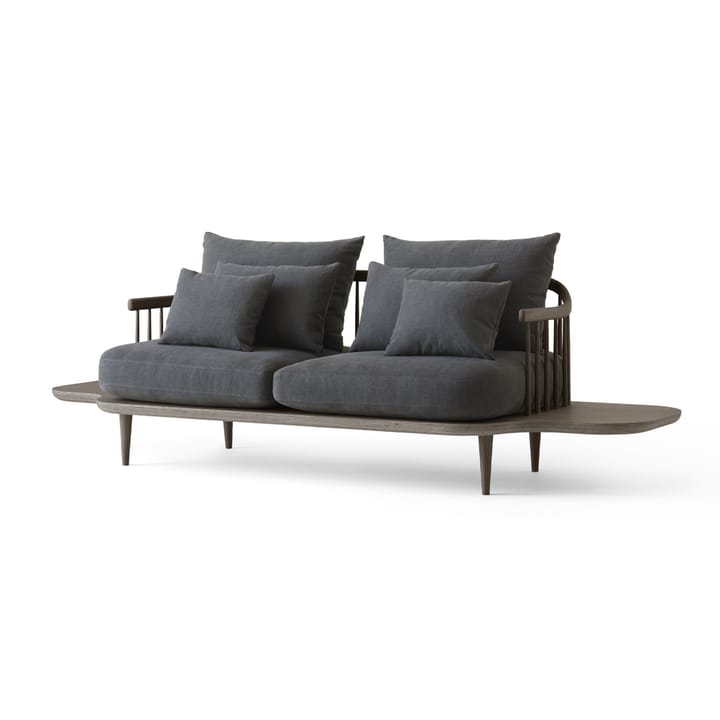 Fly SC3 sofa - stof Hot Madison 093 mørkegrå, røgolieret egetræsstel og sidebord - &Tradition