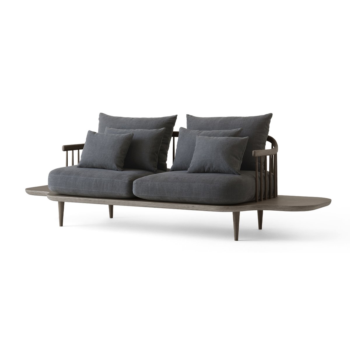 &Tradition Fly SC3 sofa stof Hot Madison 093 mørkegrå, røgolieret egetræsstel og sidebord