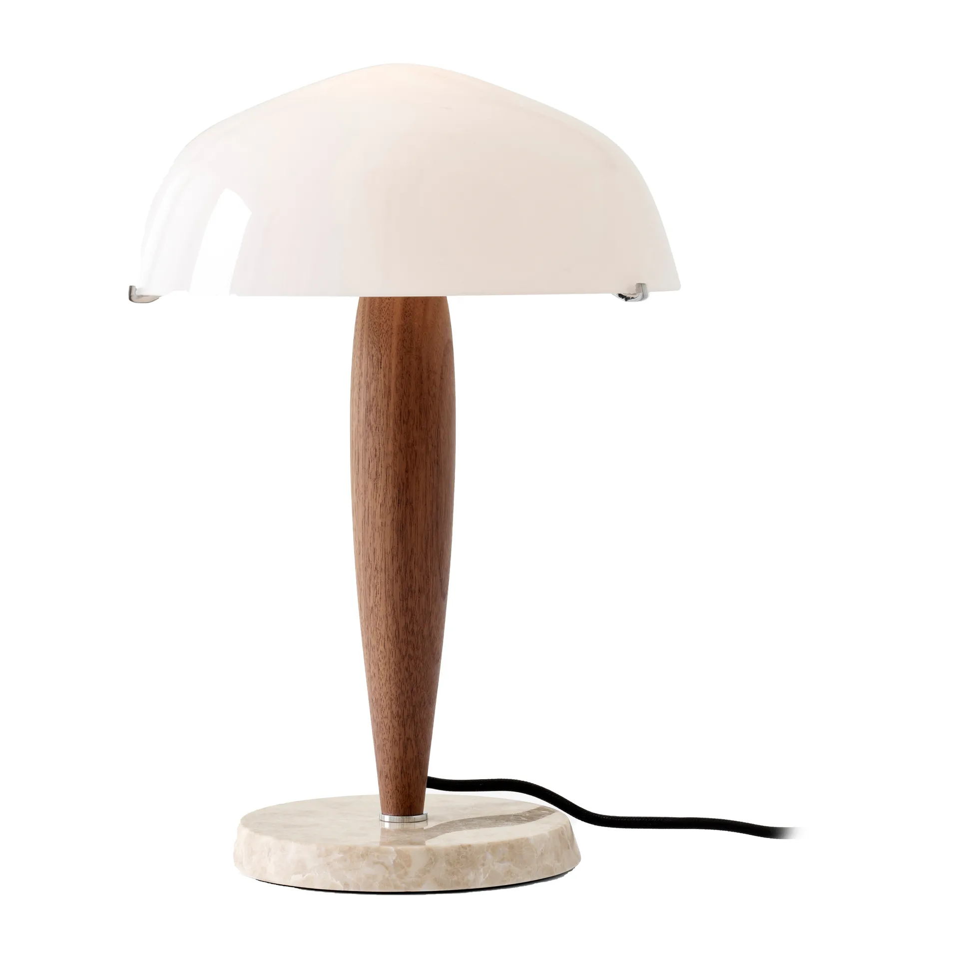 Herman SHY3 bordlampe, Walnut & Cream marble, stofledning &Tradition