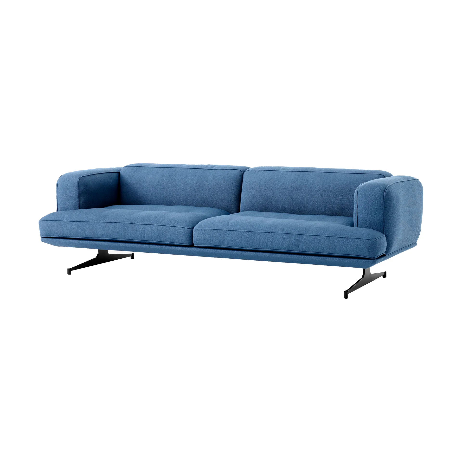 Inland AV23 3-personers sofa, Vidar 4 Denim Blue 733, sorte ben &Tradition