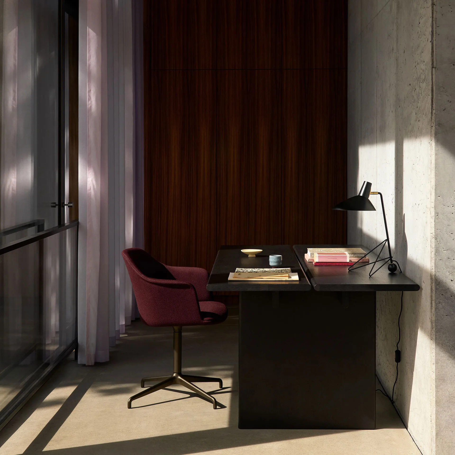 Ita OS1 spisebord med kabelskjuler 95x200 cm, Dark stained oak &Tradition