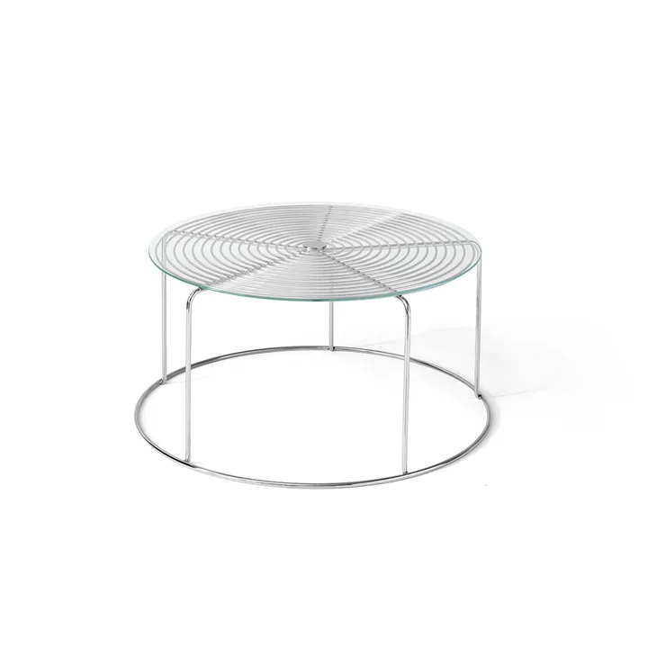 WIre VP17 sofabord - Rustfrit stål-glas, Ø74x36 cm - &Tradition