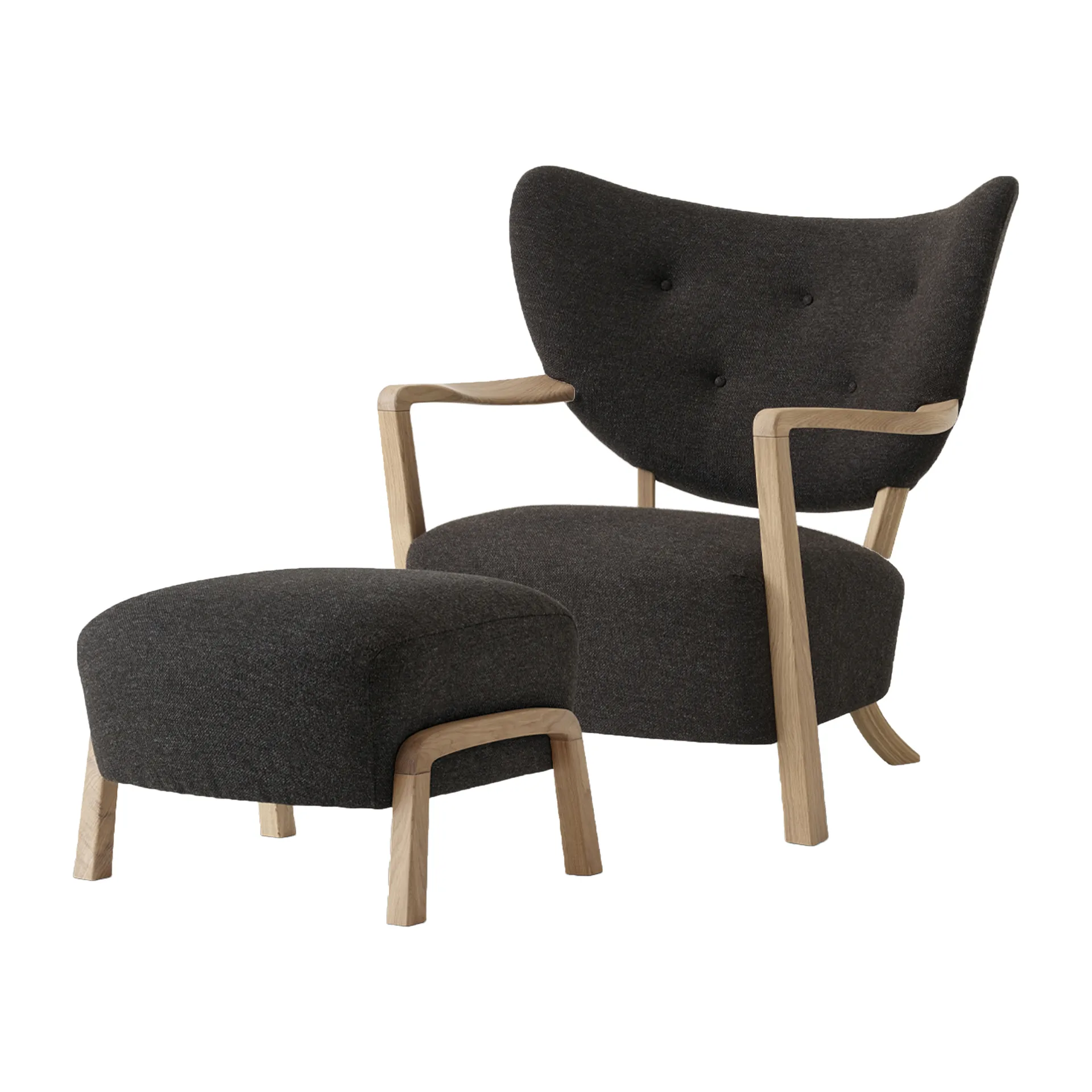 Wulff Lounge Chair ATD2 lænestol inkl. puf ATD3, Olieret eg Hallingdal 376 &Tradition