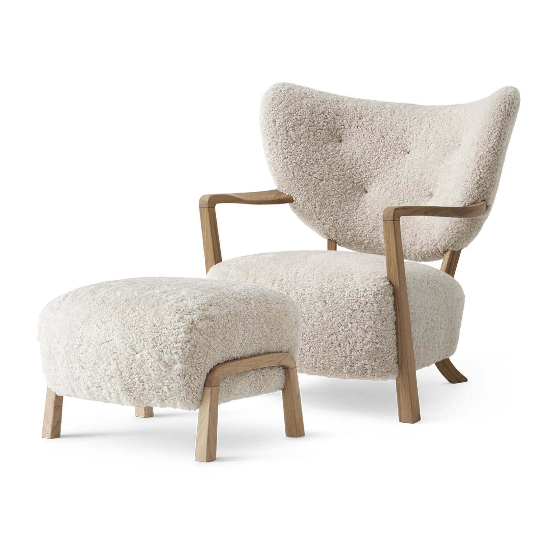 Wulff Lounge Chair ATD2 lænestol inkl. puf ATD3, Olieret eg-Moonlight &Tradition