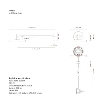 Asteria Wall væglampe - Long, Nuance mist-chrome - Umage