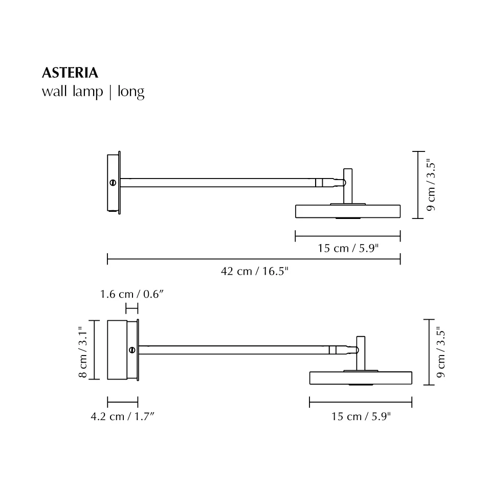 Asteria Wall væglampe, Long, Polished brass Umage