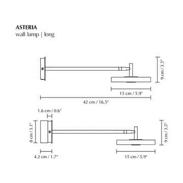 Asteria Wall væglampe - Long, Polished brass - Umage