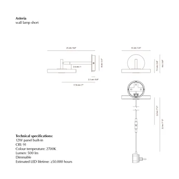 Asteria Wall væglampe - Short, Pearl white-chrome - Umage
