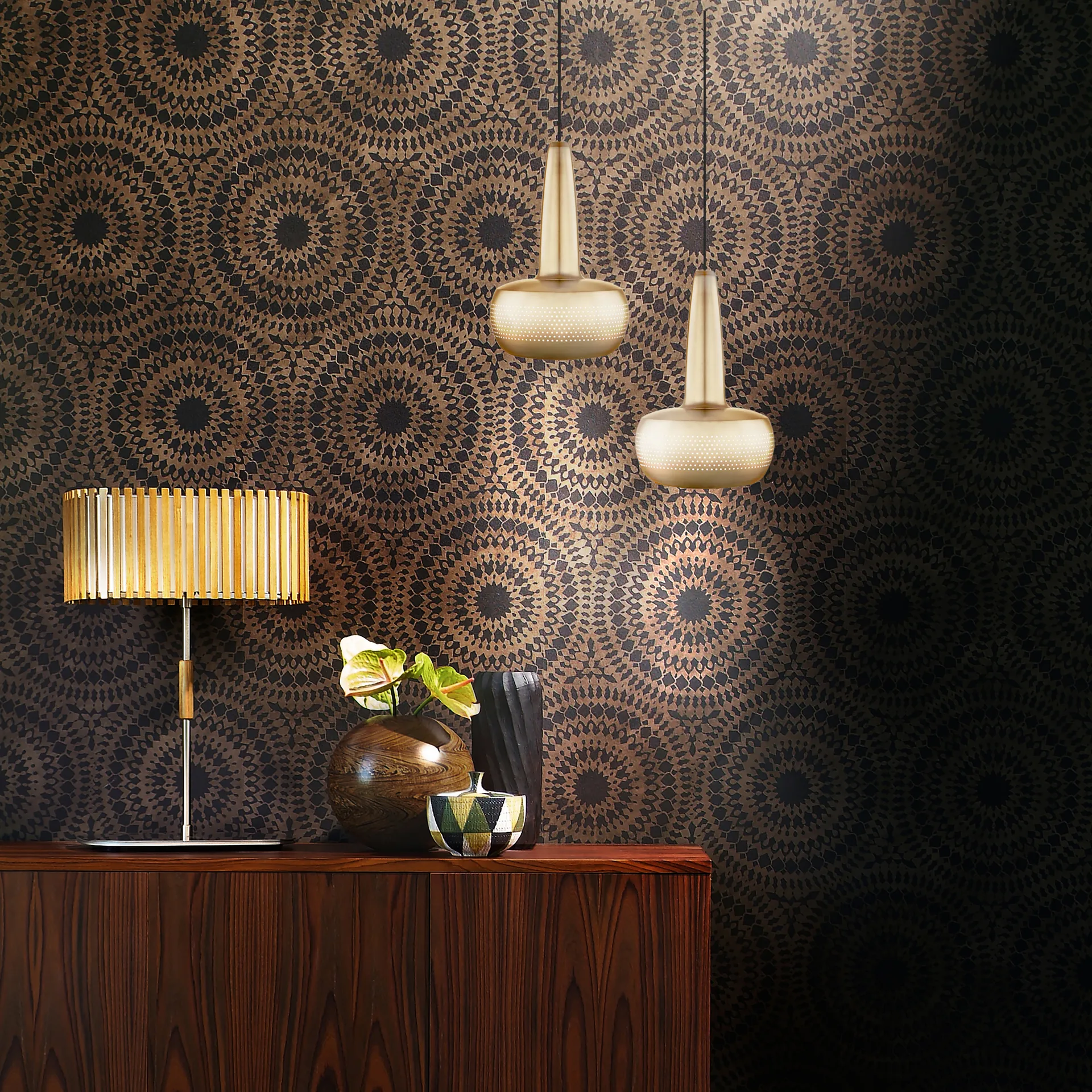 Clava loftslampe Ø21,5 cm, Børstet messing Umage