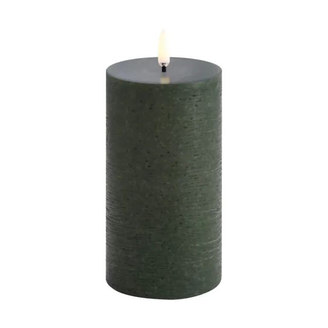 LED Bloklys Ø7,8x15 cm Rustik - Olivengrøn - Uyuni Lighting