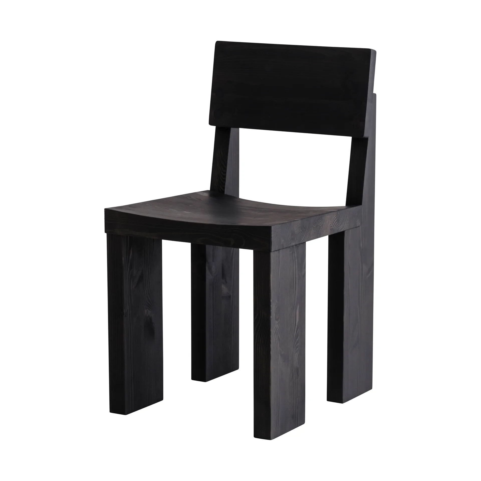 001 Dining Chair stol, Sortbejdset fyrretræ Vaarnii