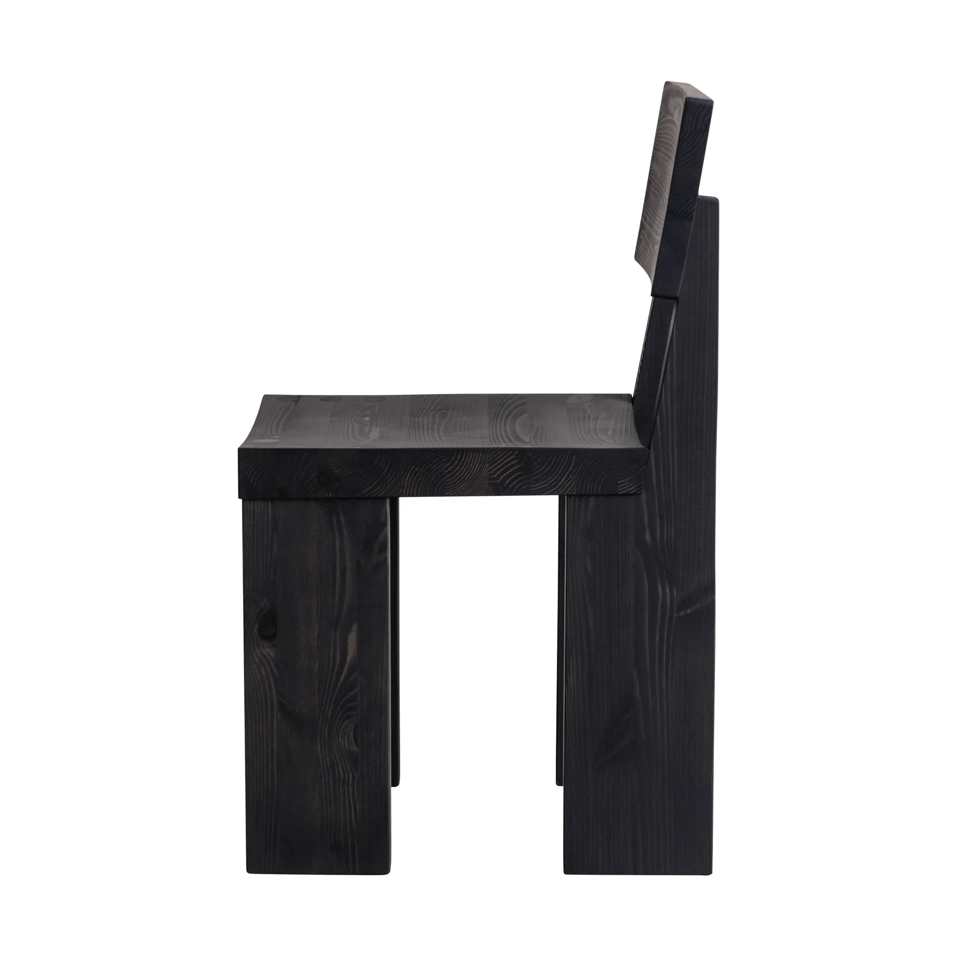 001 Dining Chair stol, Sortbejdset fyrretræ Vaarnii