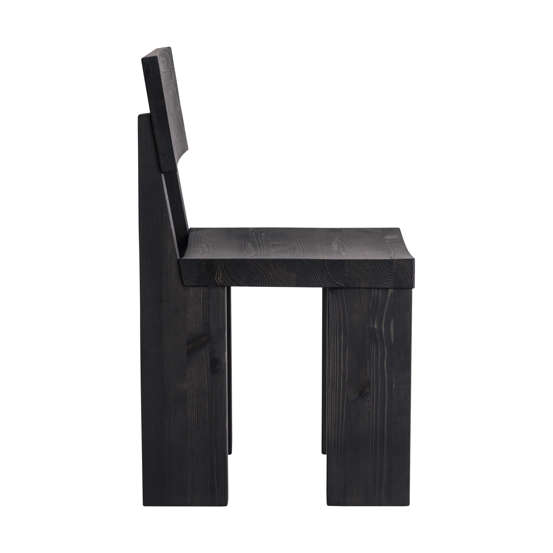 001 Dining Chair stol, Sortbejdset fyrretræ Vaarnii