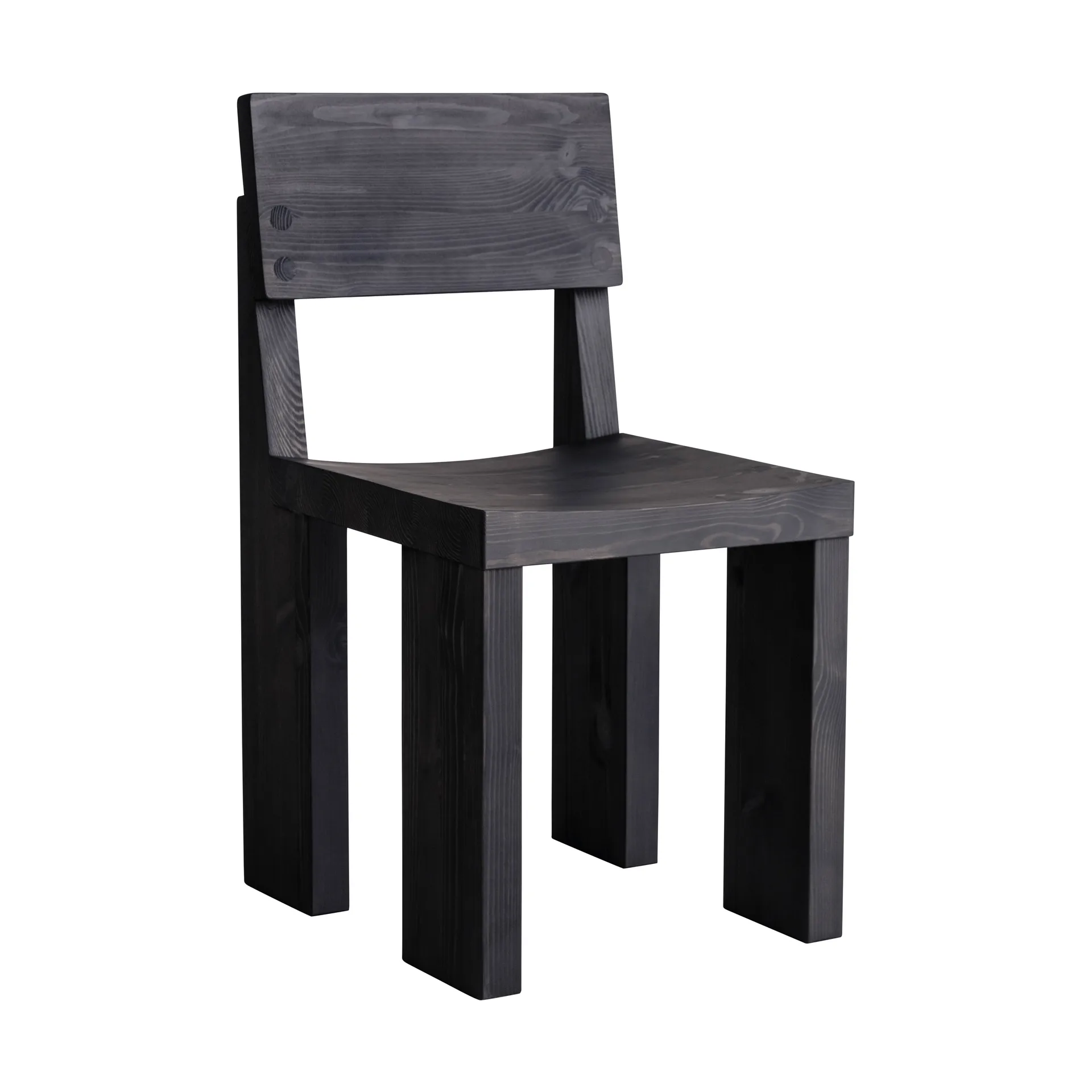 001 Dining Chair stol, Sortbejdset fyrretræ Vaarnii