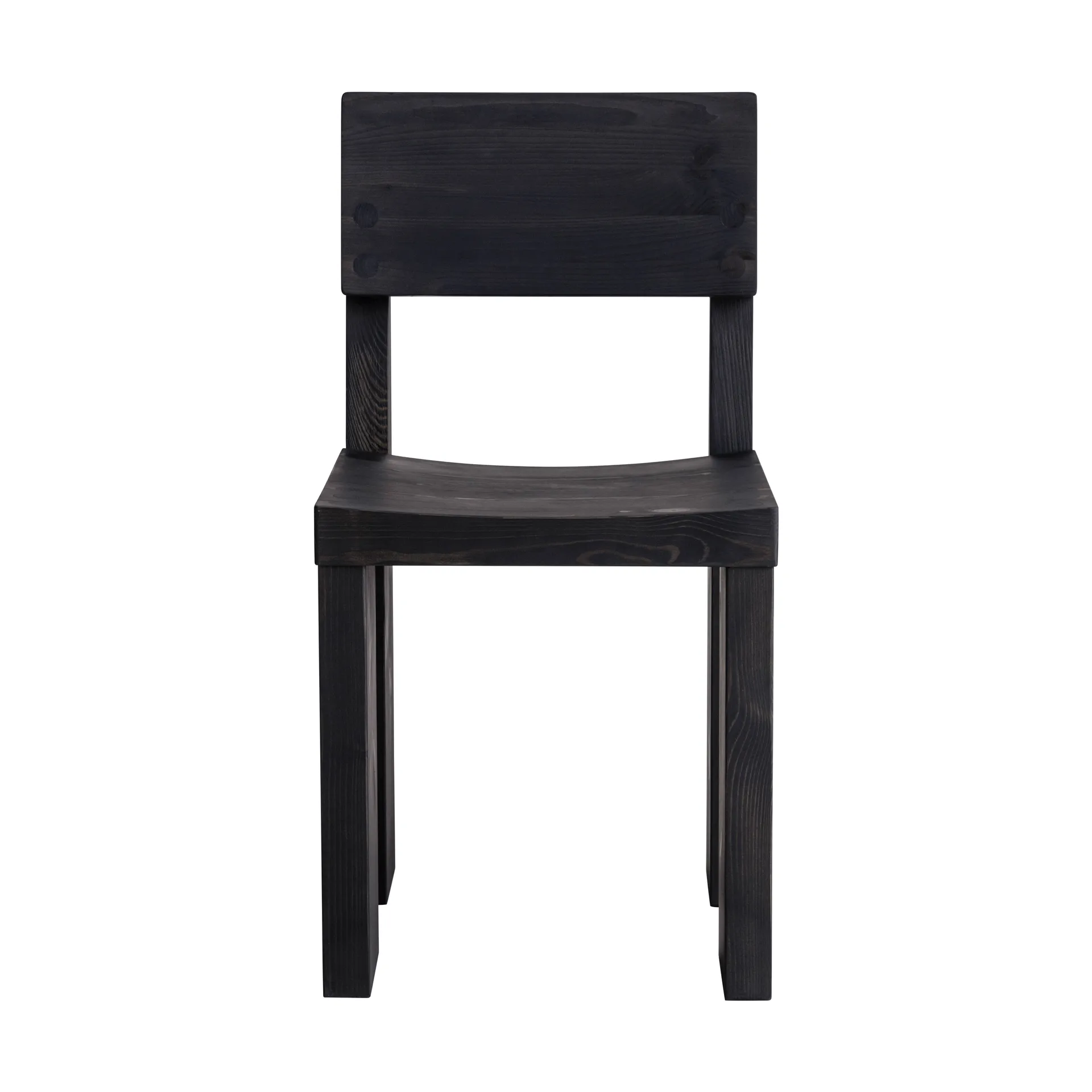 001 Dining Chair stol, Sortbejdset fyrretræ Vaarnii