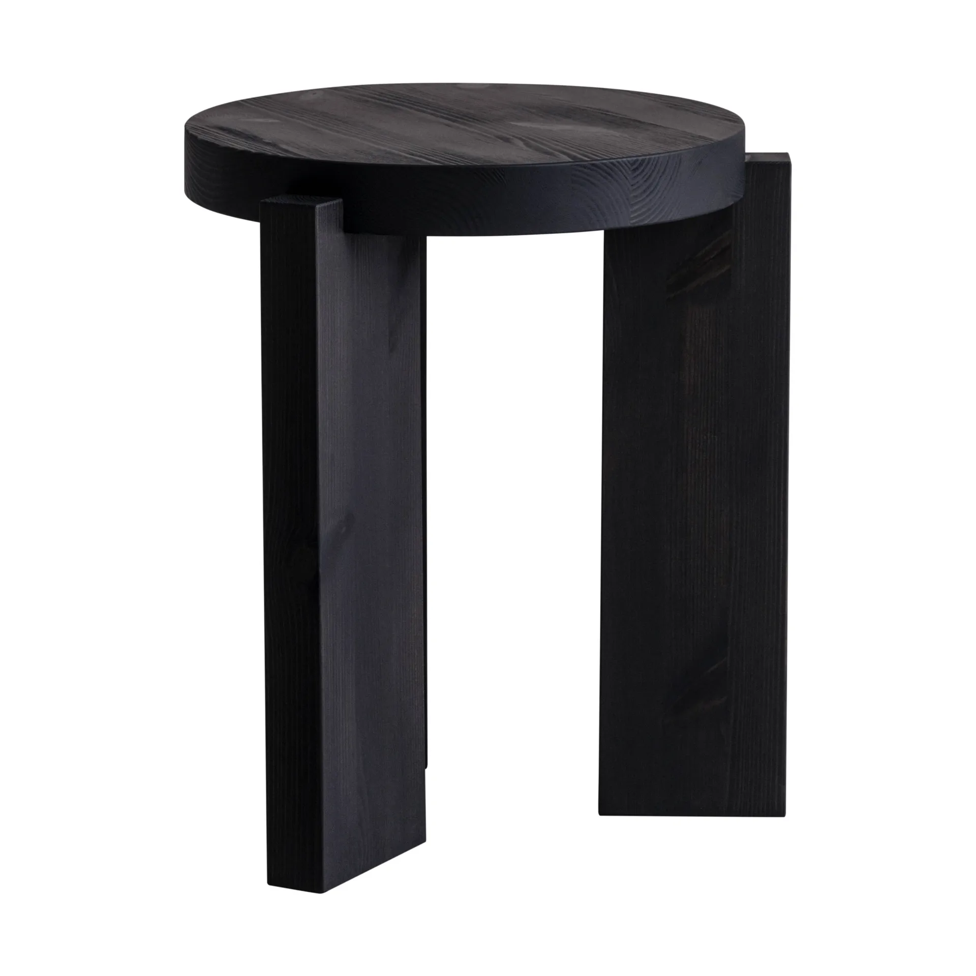 001 Stool skammel, Sortbejdset fyrretræ, Ø40x44 cm Vaarnii