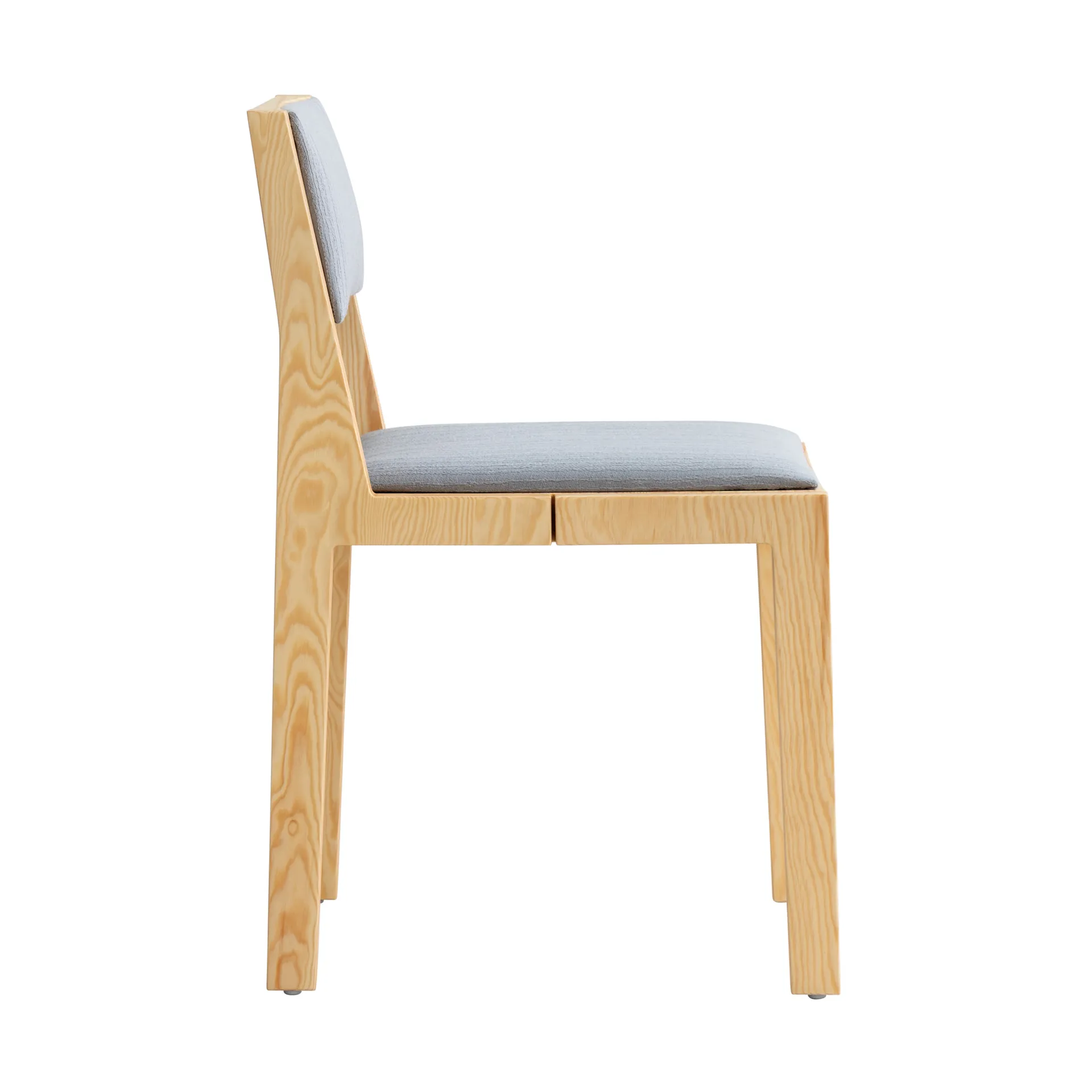 016 Maasto Dining Chair stol, Mat olievokset fyrretræ, frontbeklædt grå Vaarnii