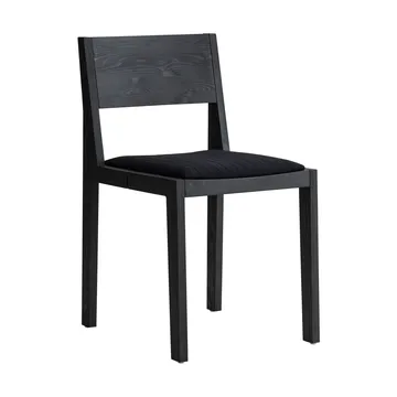 016 Maasto Dining Chair stol - Sortbejdset fyrretræ, polstret sæde sort - Vaarnii