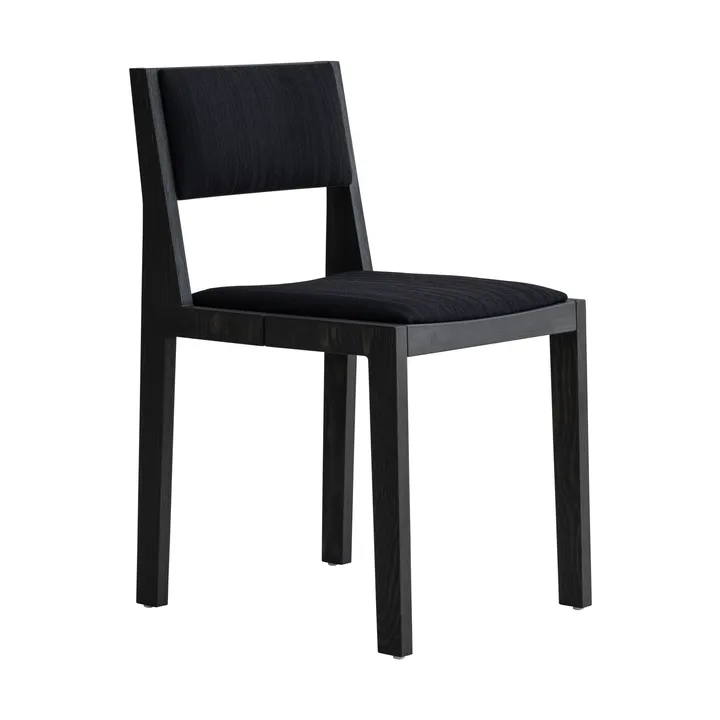 016 Maasto Dining Chair stol - Sortbejset fyrretræ, frontbeklædt i sort - Vaarnii