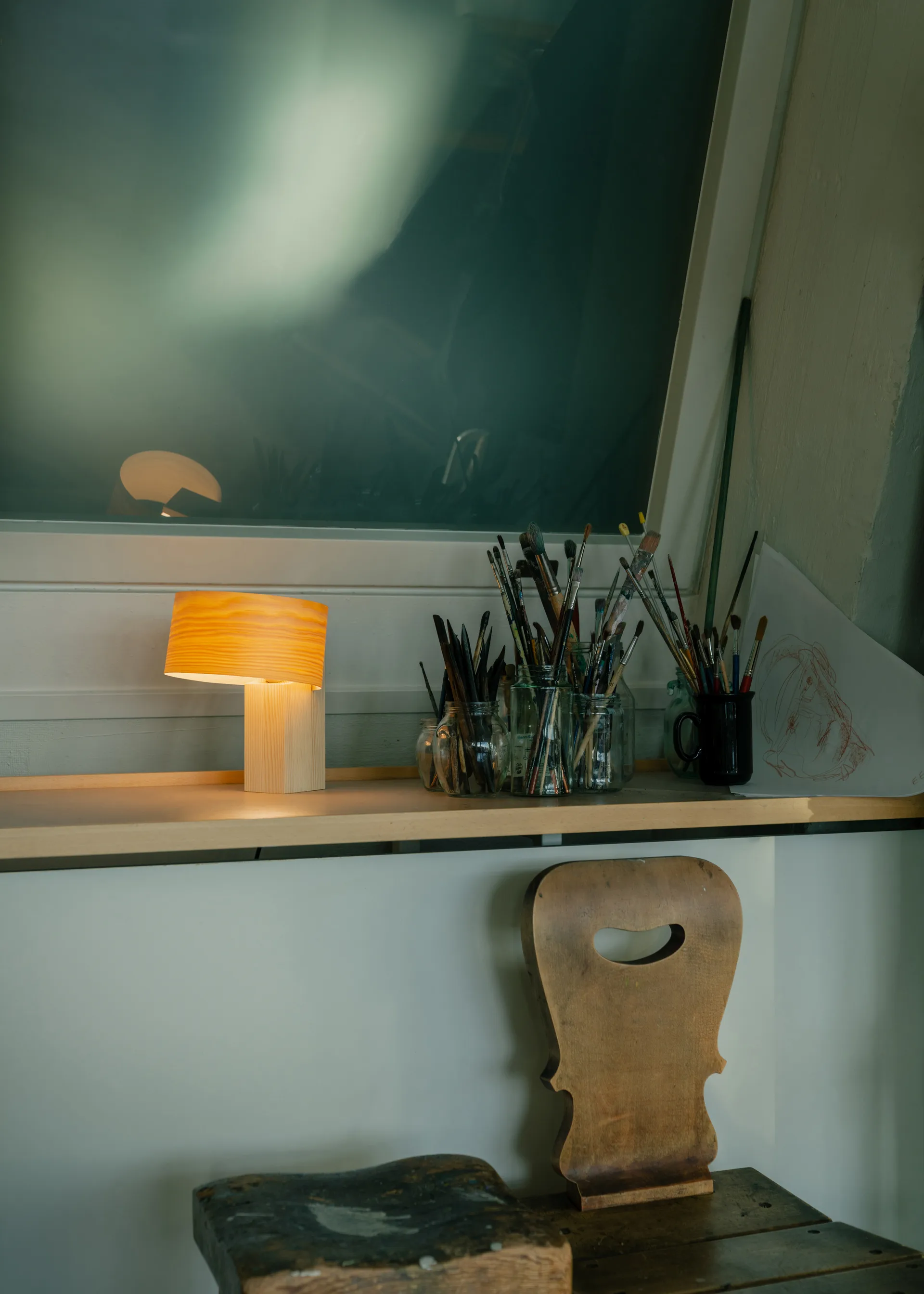 018 Hoop Table Lamp bordlampe, Mat olievokset fyrretræ, 23 cm Vaarnii