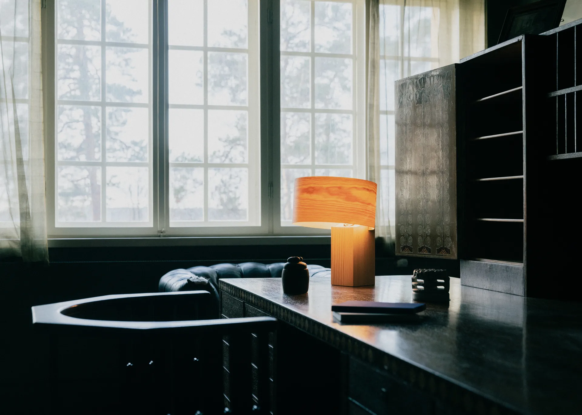 018 Hoop Table Lamp bordlampe, Mat olievokset fyrretræ, 34 cm Vaarnii