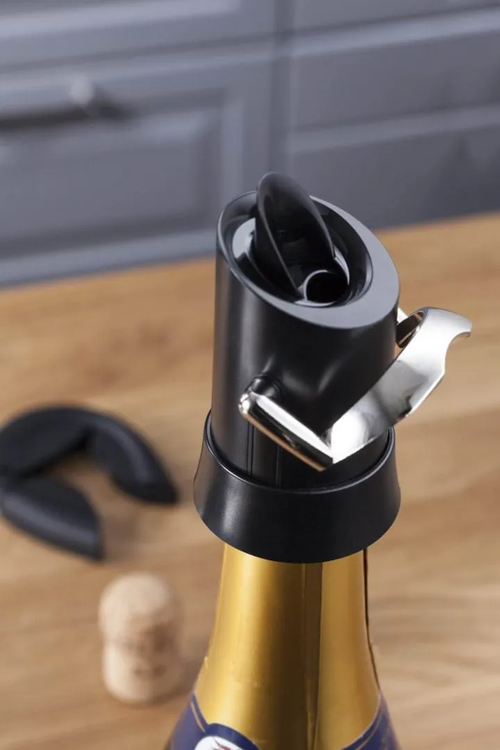 Vacuvin champagneforsegler og serverer, Sort Vacuvin