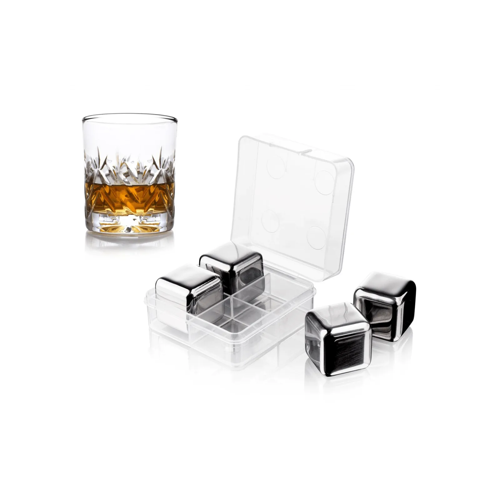 Vacuvin whiskysten, Rustfrit stål, 4-pak Vacuvin