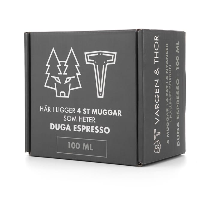 Duga espressokop med underkop 4-pak - Hvid, sandgrå, antracit, sort - Vargen & Thor