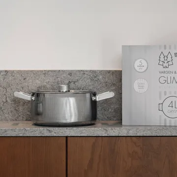 Glima gryde - Rustfrit stål, glaslåg, 4 L - Vargen & Thor