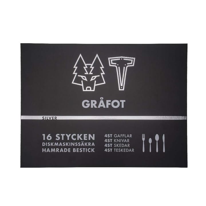 Vargen & Thor bestiksæt 16 dele, Gråfot, sølv Vargen & Thor