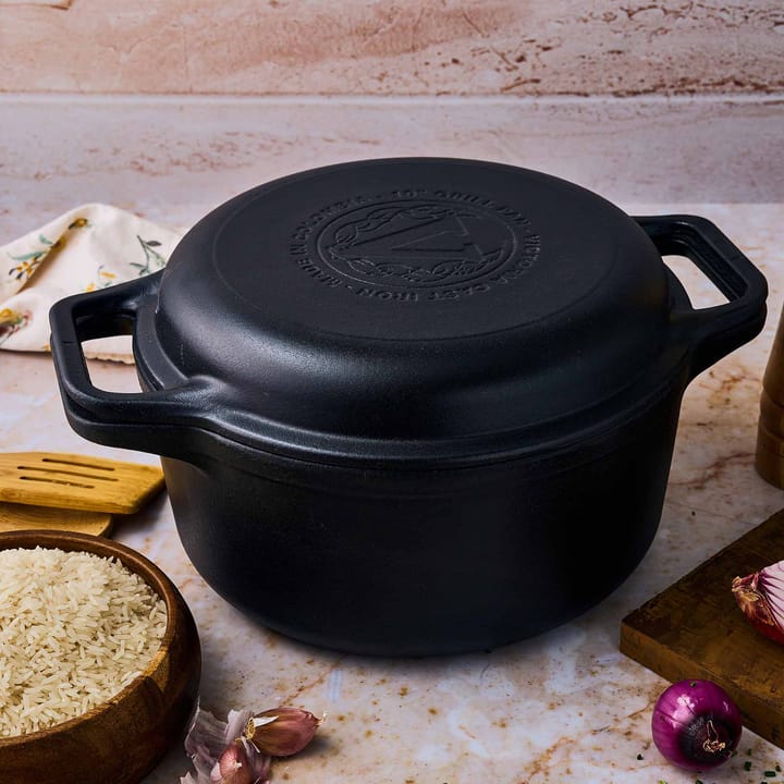 Combo Cooker støbejernsgryde-stegepandesæt 2 dele, Sort Victoria