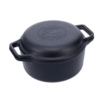 Gryde og grillpande af støbejern, for-krydret - 2 dele - Victoria