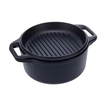 Gryde og grillpande af støbejern, for-krydret - 2 dele - Victoria