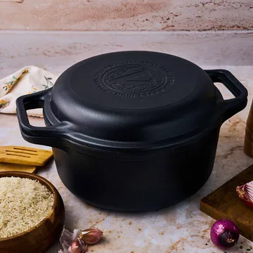 Gryde og grillpande af støbejern, for-krydret - 2 dele - Victoria
