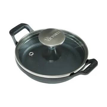 Mini rund gryde med glaslåg støbejern enameled - Ø14 cm - Victoria
