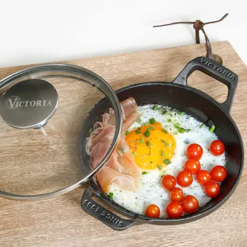 Mini rund gryde med glaslåg støbejern enameled - Ø14 cm - Victoria