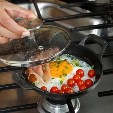 Mini rund gryde med glaslåg støbejern enameled - Ø14 cm - Victoria