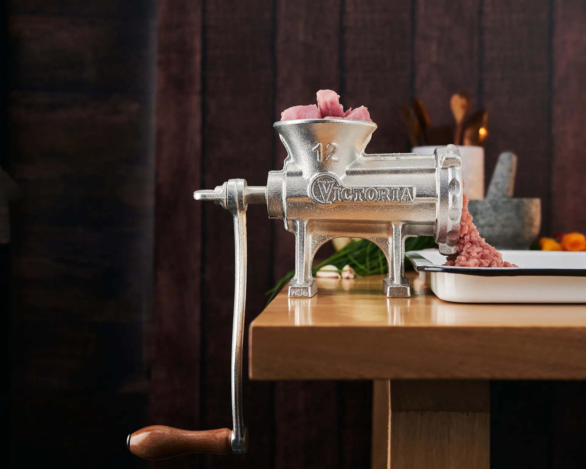 Nr. 12 Manuel kødhakker 15,5x21 cm, Sølv Victoria