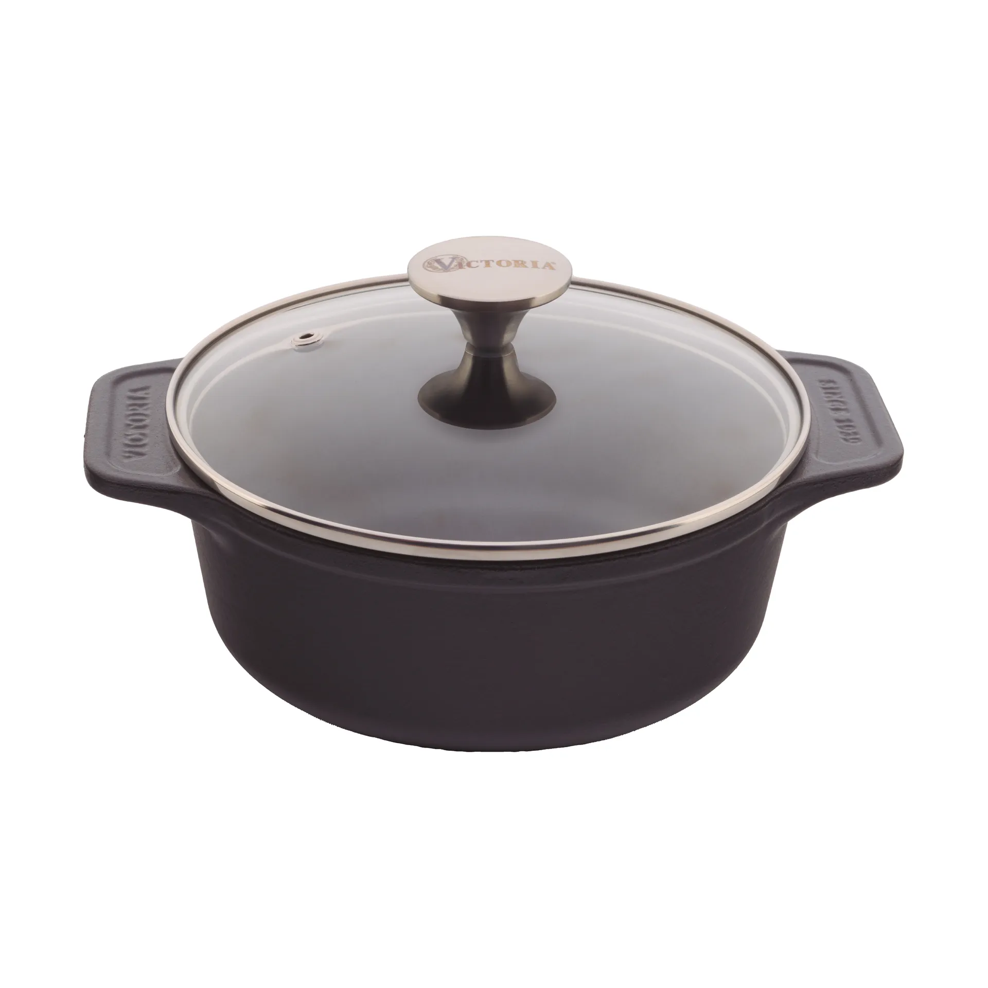 Victoria gryde støbejern glaslåg enameled, 1,9 L Victoria