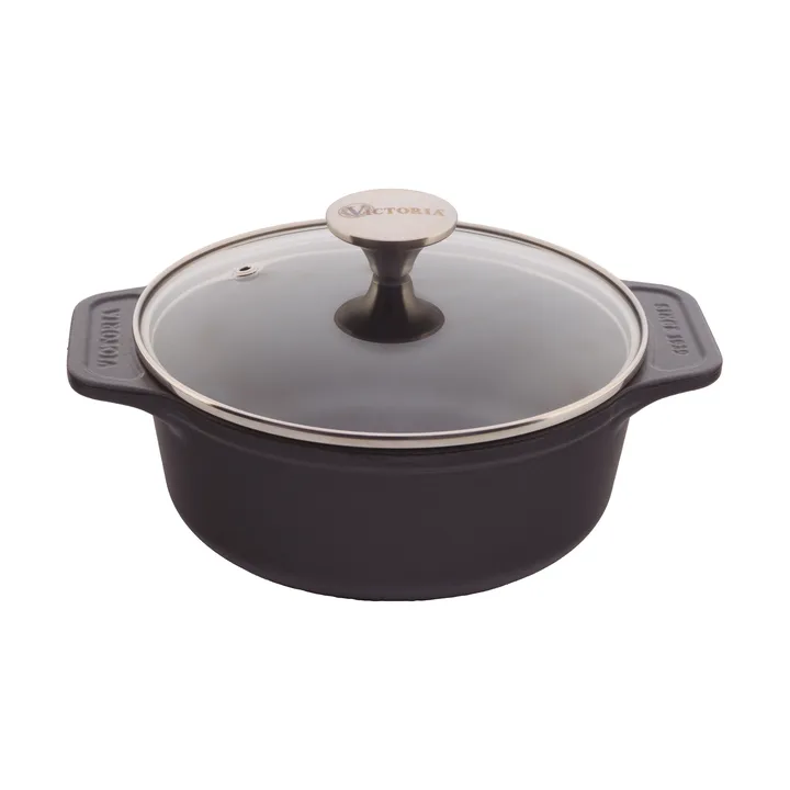 Victoria gryde støbejern glaslåg pre-seasoned - 1,9 L - Victoria