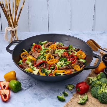 Wokpande støbejern 36 cm - Sort - Victoria