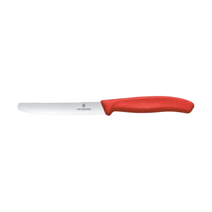 Swiss Classic pølse-/tomatkniv, tandet 11 cm - Rød - Victorinox