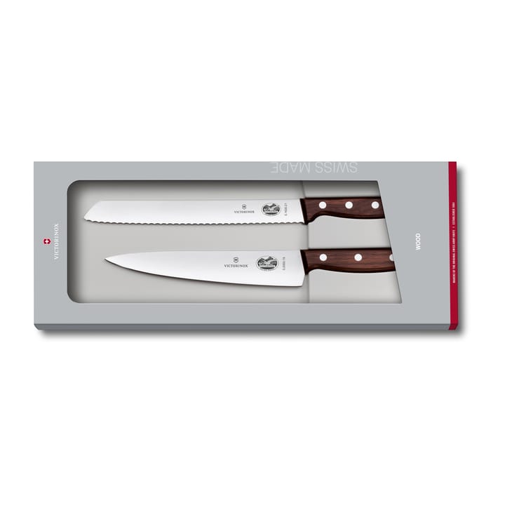 Wood knivsæt brødkniv & kokkekniv - Rustfrit stål/Ahorn - Victorinox