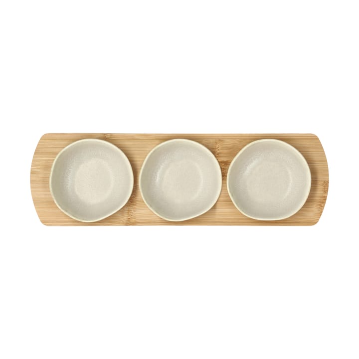 Shoku bambusbakke med 3 skåle, Beige Villa Collection