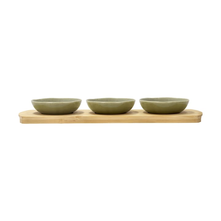 Shoku bambusbakke med 3 skåle - Pure Green - Villa Collection